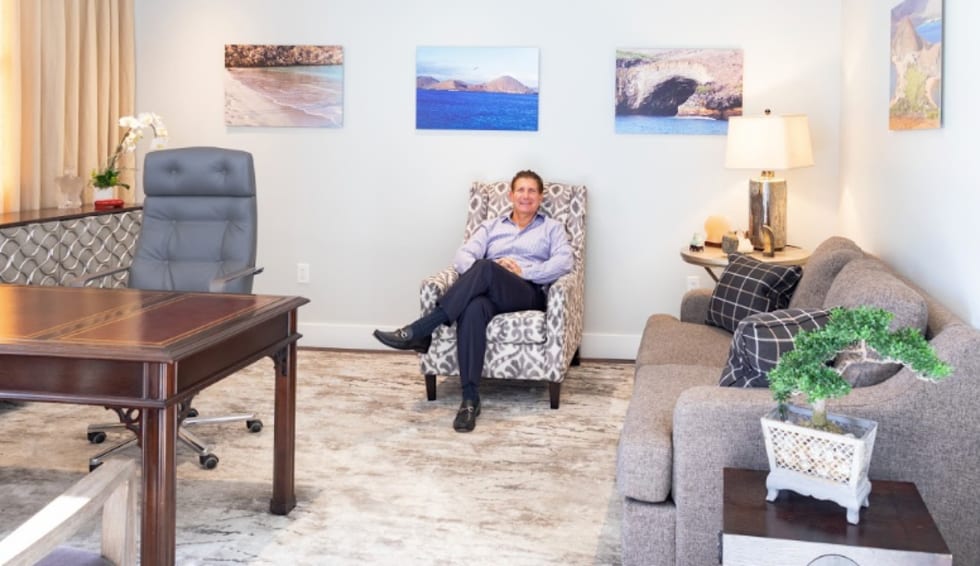 Dr. Mark Agresti in his Palm Beach office — a welcoming, private environment at Palm Beach Towers